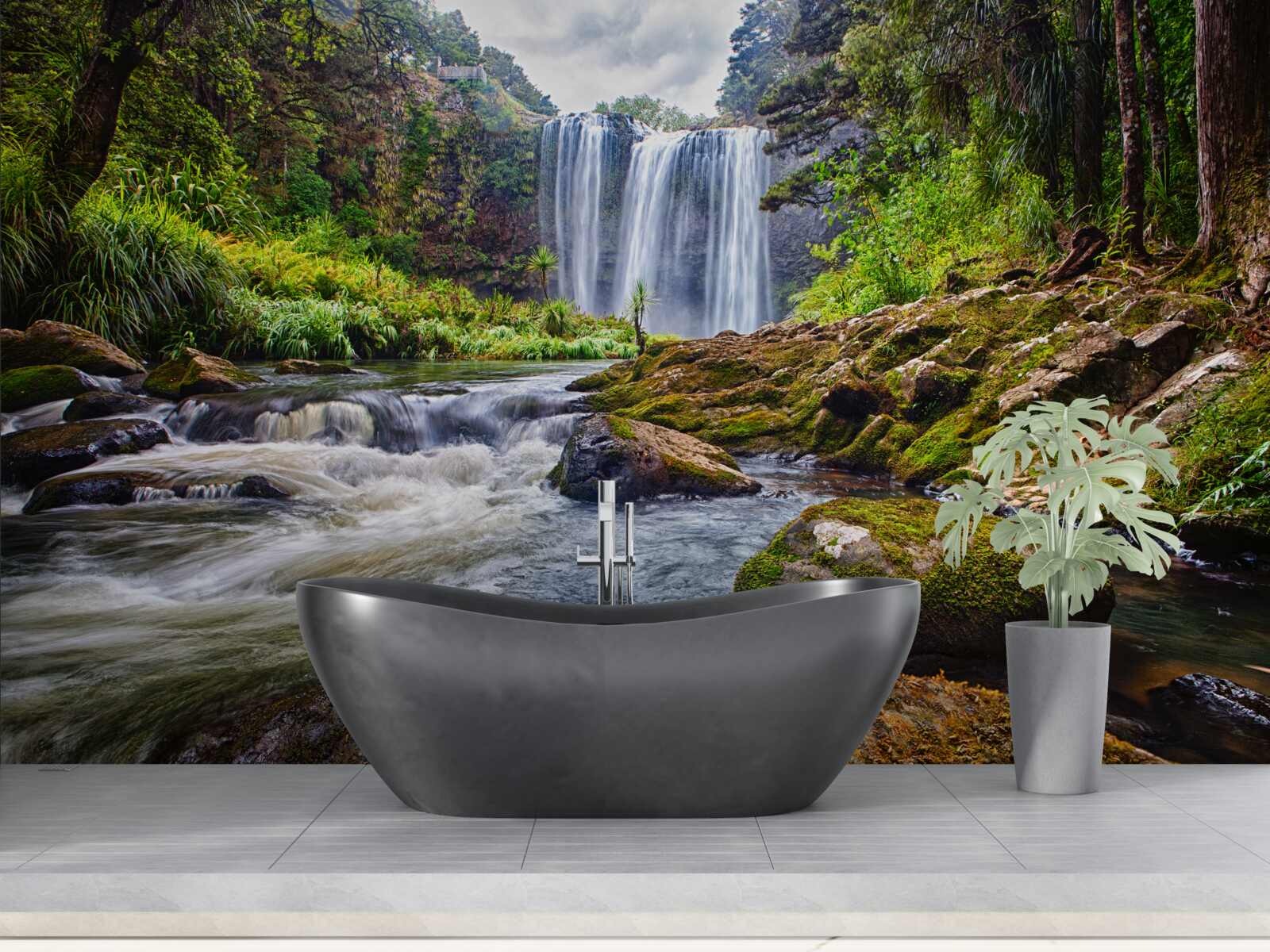 Fototapeta hlasný zvuk vodopádu padajúceho z vrcholu hory