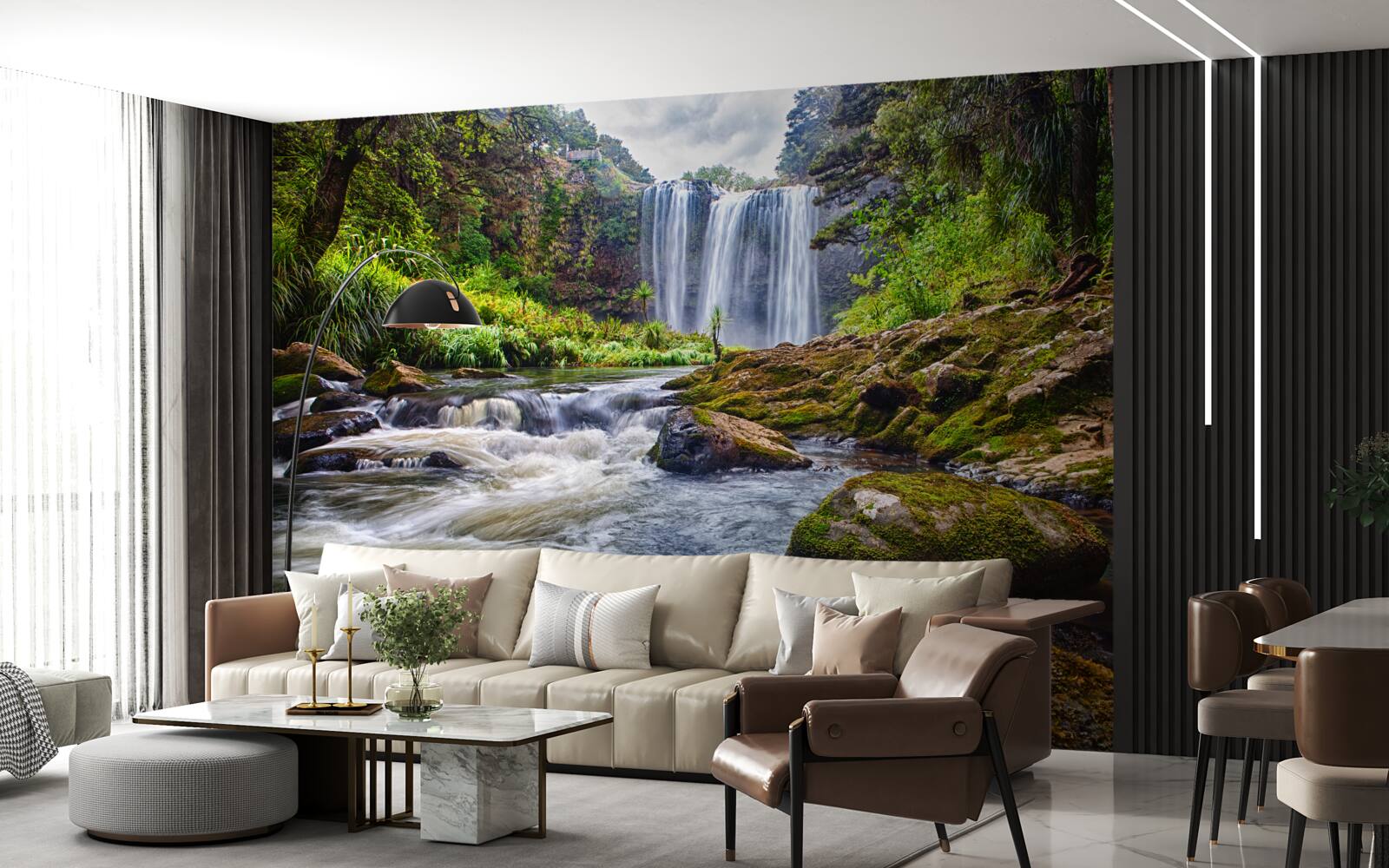 Fototapeta hlasný zvuk vodopádu padajúceho z vrcholu hory