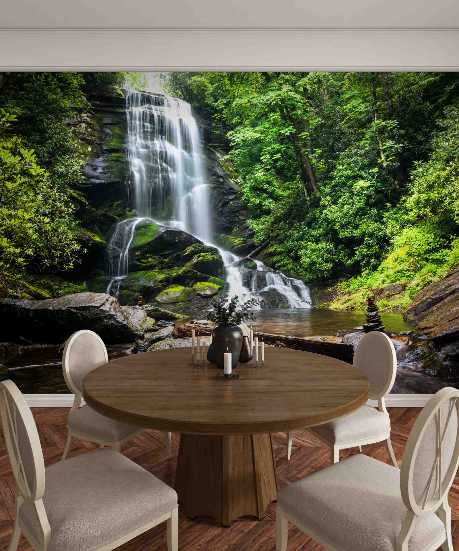 Fototapeta vody horského vodopádu rýchlo padajú v lese