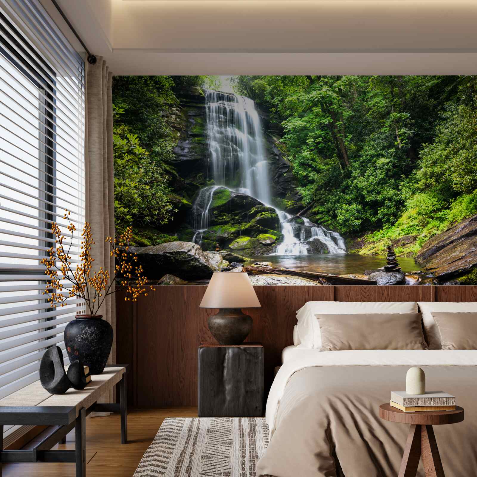 Fototapeta vody horského vodopádu rýchlo padajú v lese