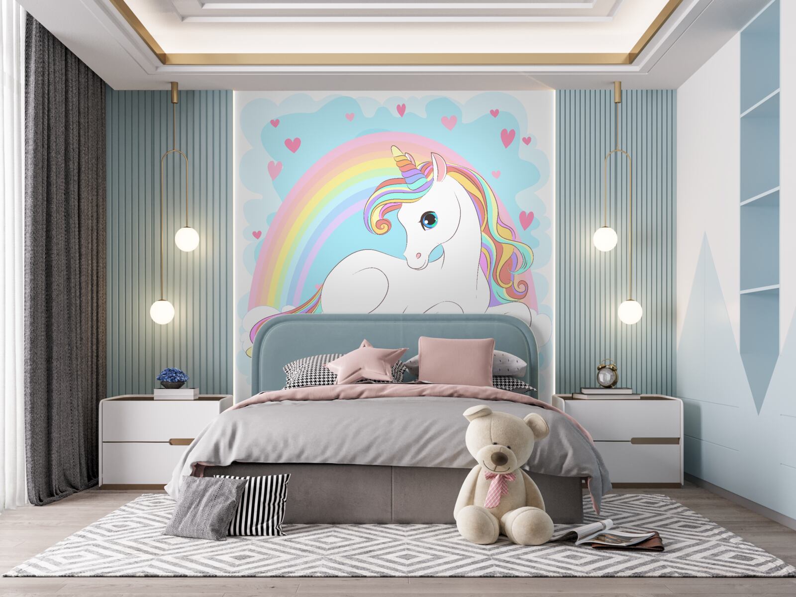 Fototapeta jednorožec na dúhovom pozadí