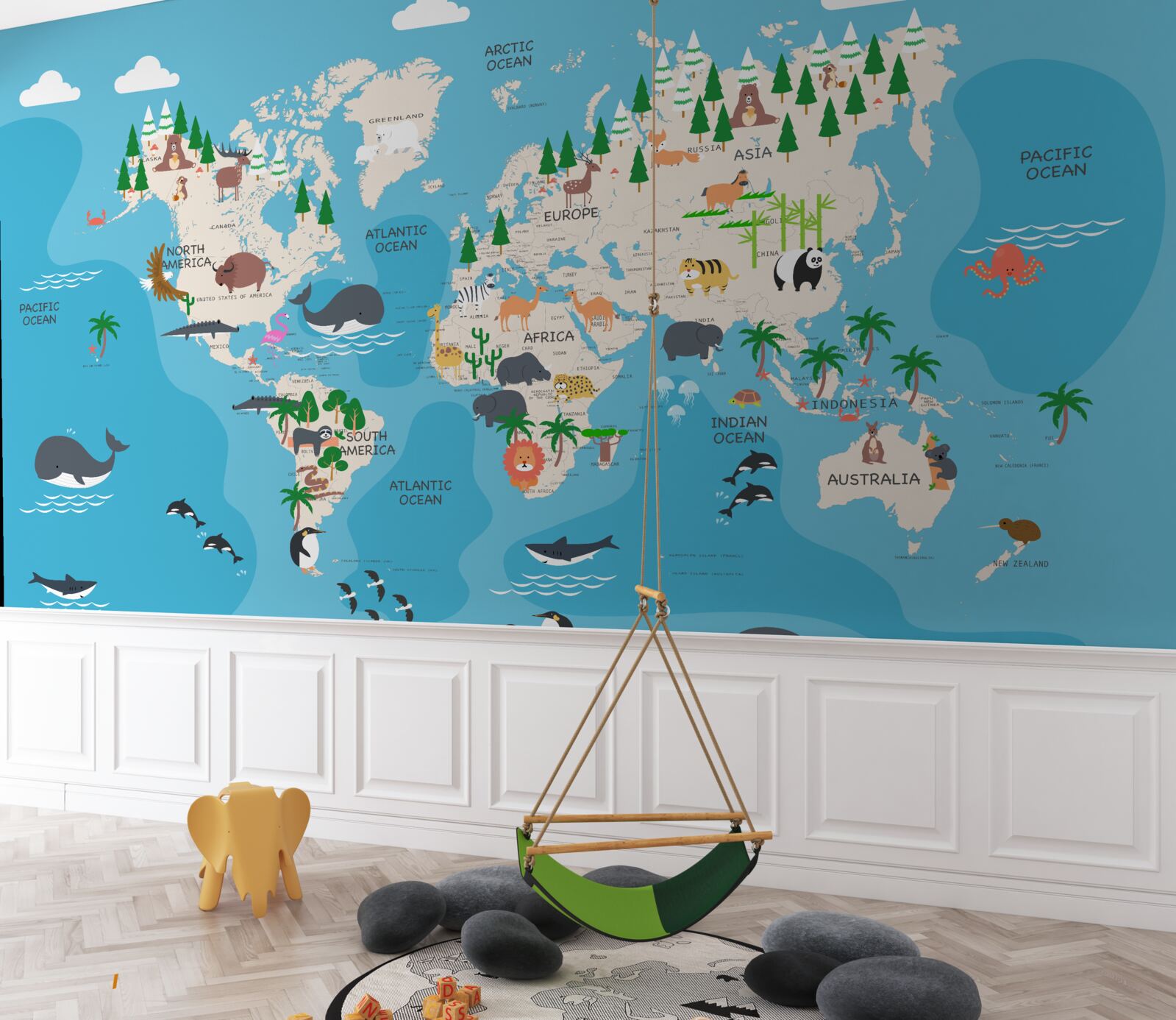 Fototapeta obraz sveta na modrom pozadí