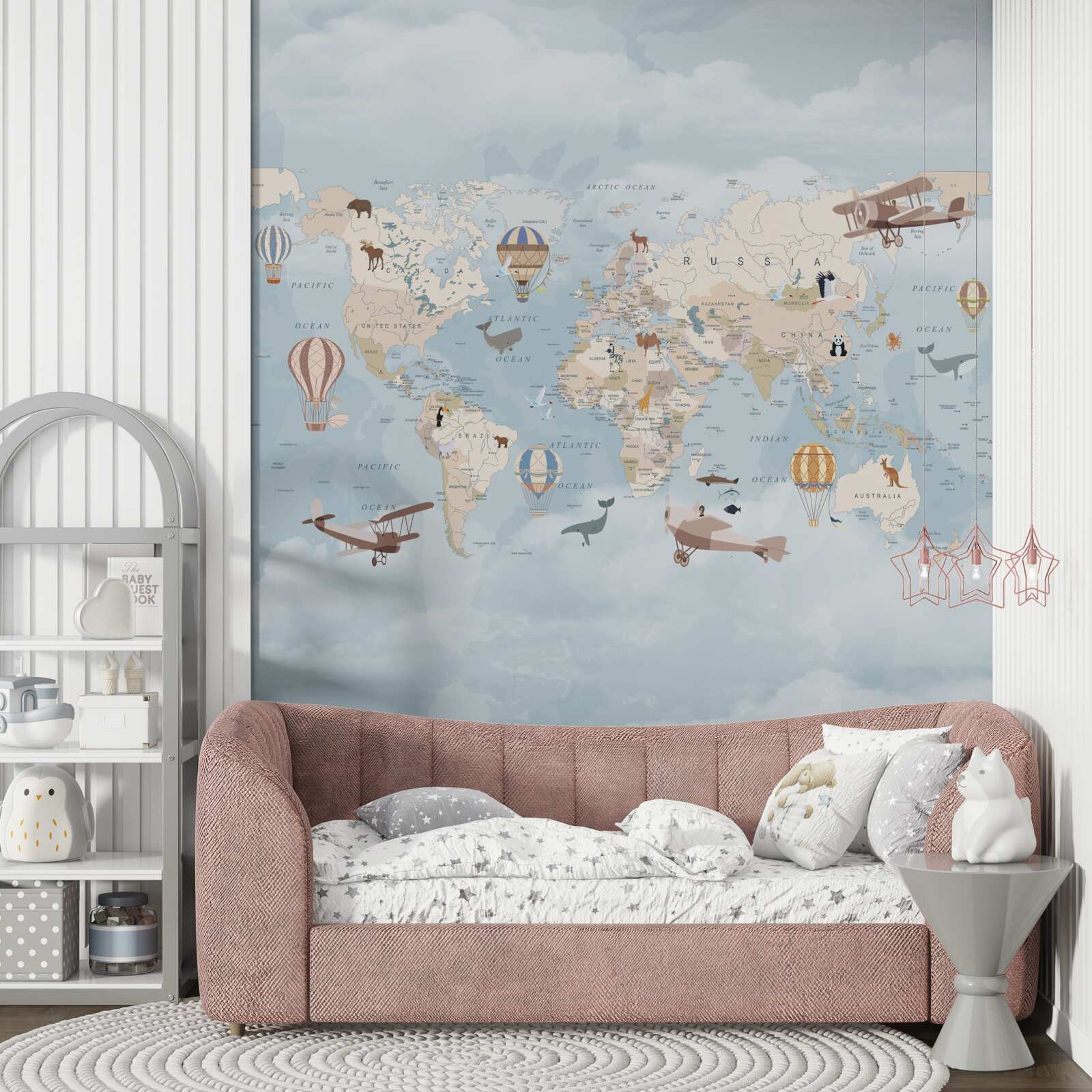 Fototapeta mapa sveta na pozadí zamračenej oblohy