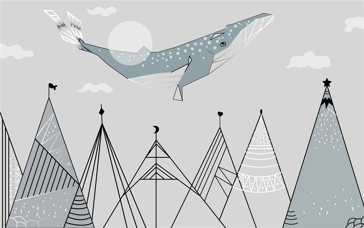 Fototapeta Nad horami sa vznáša vorvaň