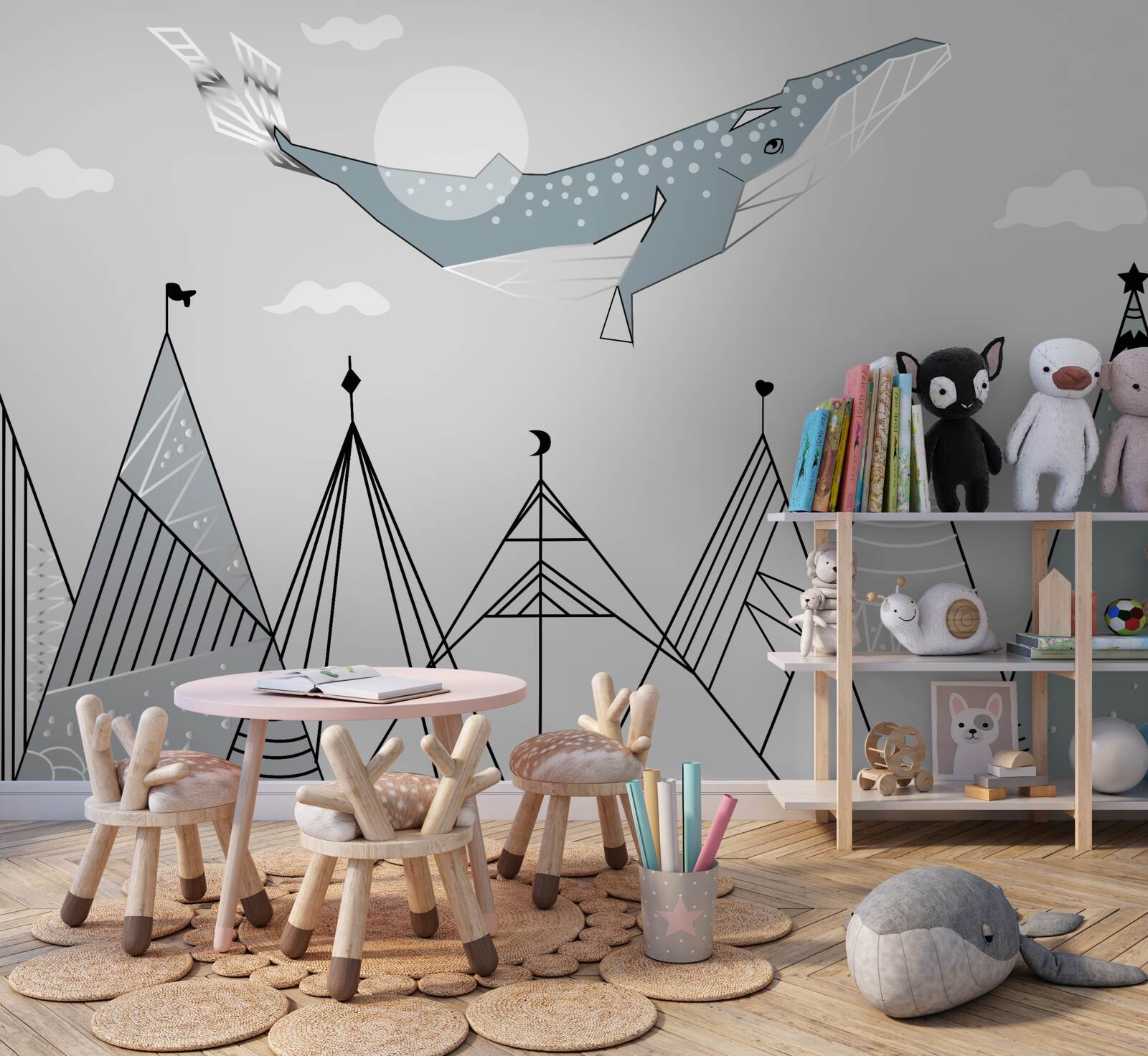 Fototapeta Nad horami sa vznáša vorvaň