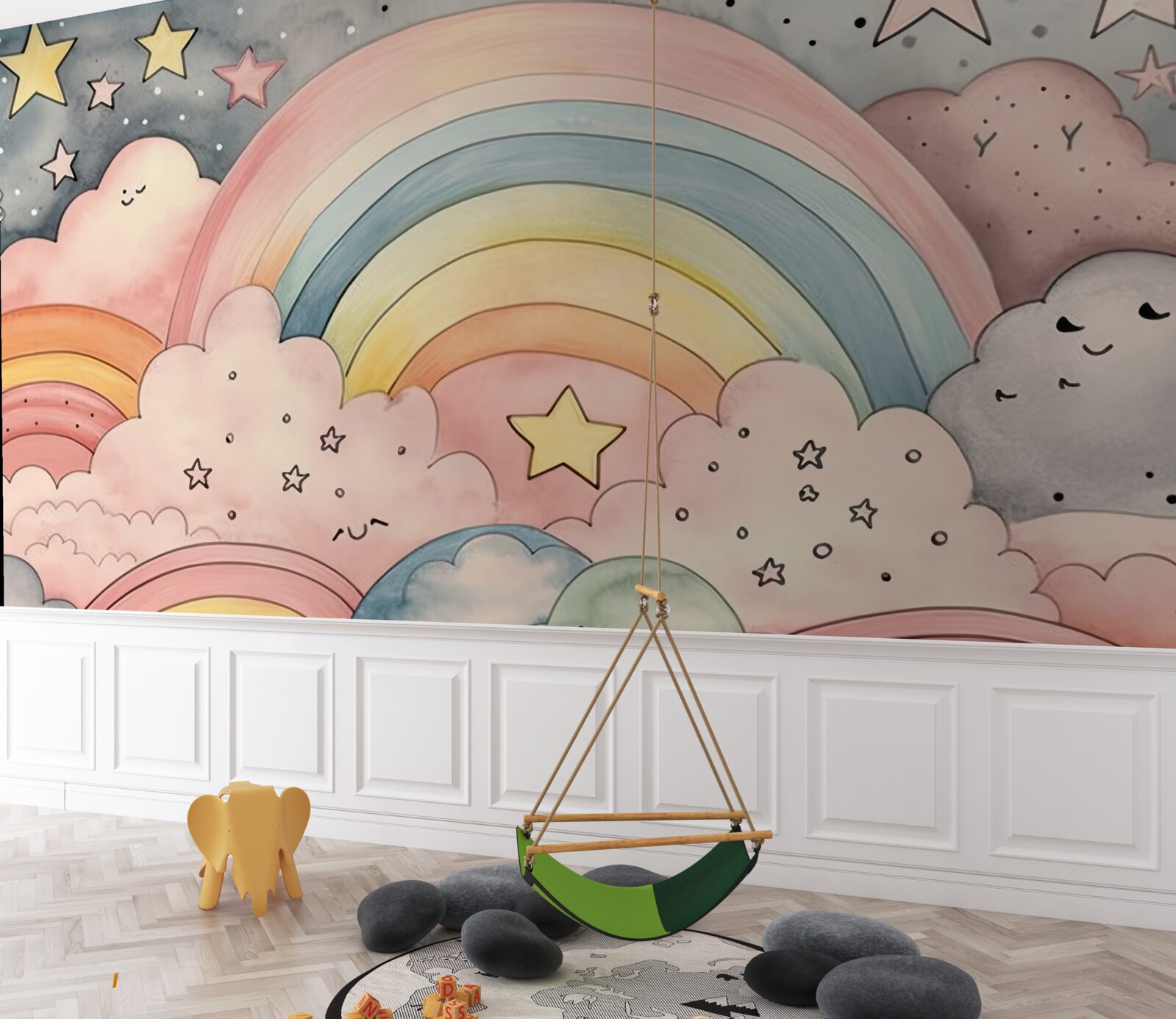 Fototapeta hviezdy a dúhy medzi oblakmi