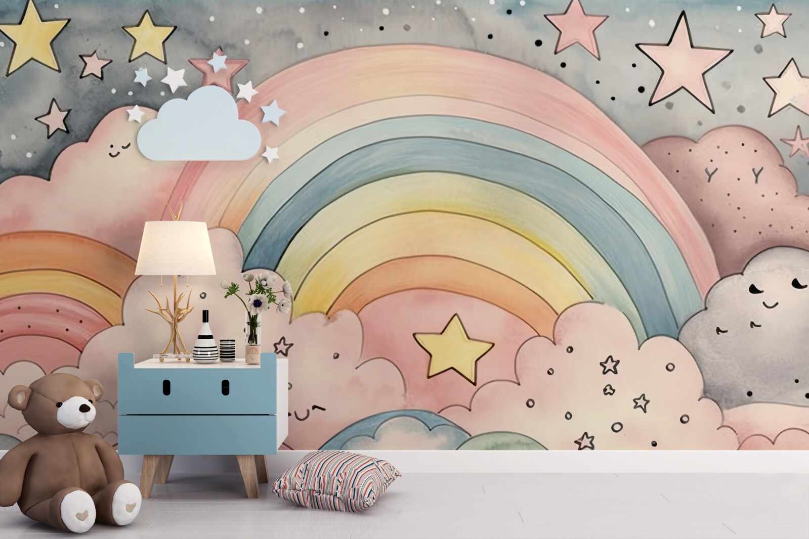 Fototapeta hviezdy a dúhy medzi oblakmi