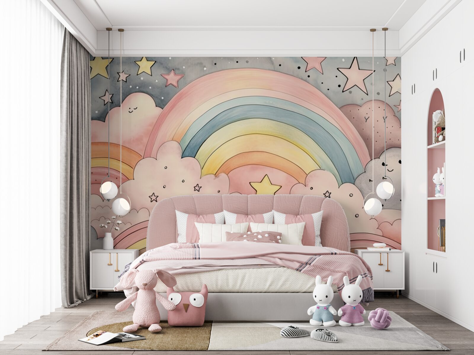 Fototapeta hviezdy a dúhy medzi oblakmi