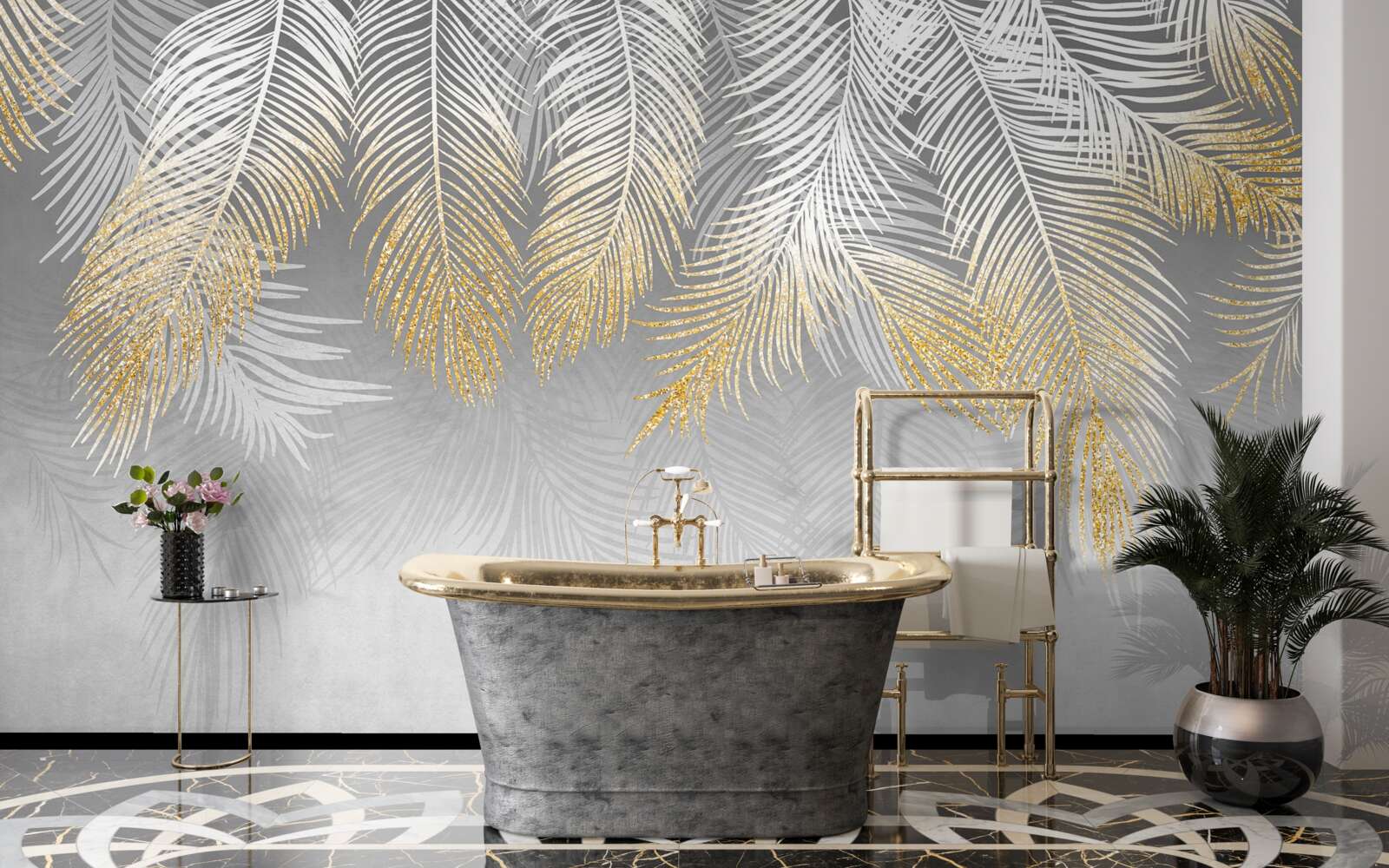 Fototapeta papraď z bieleho zlata