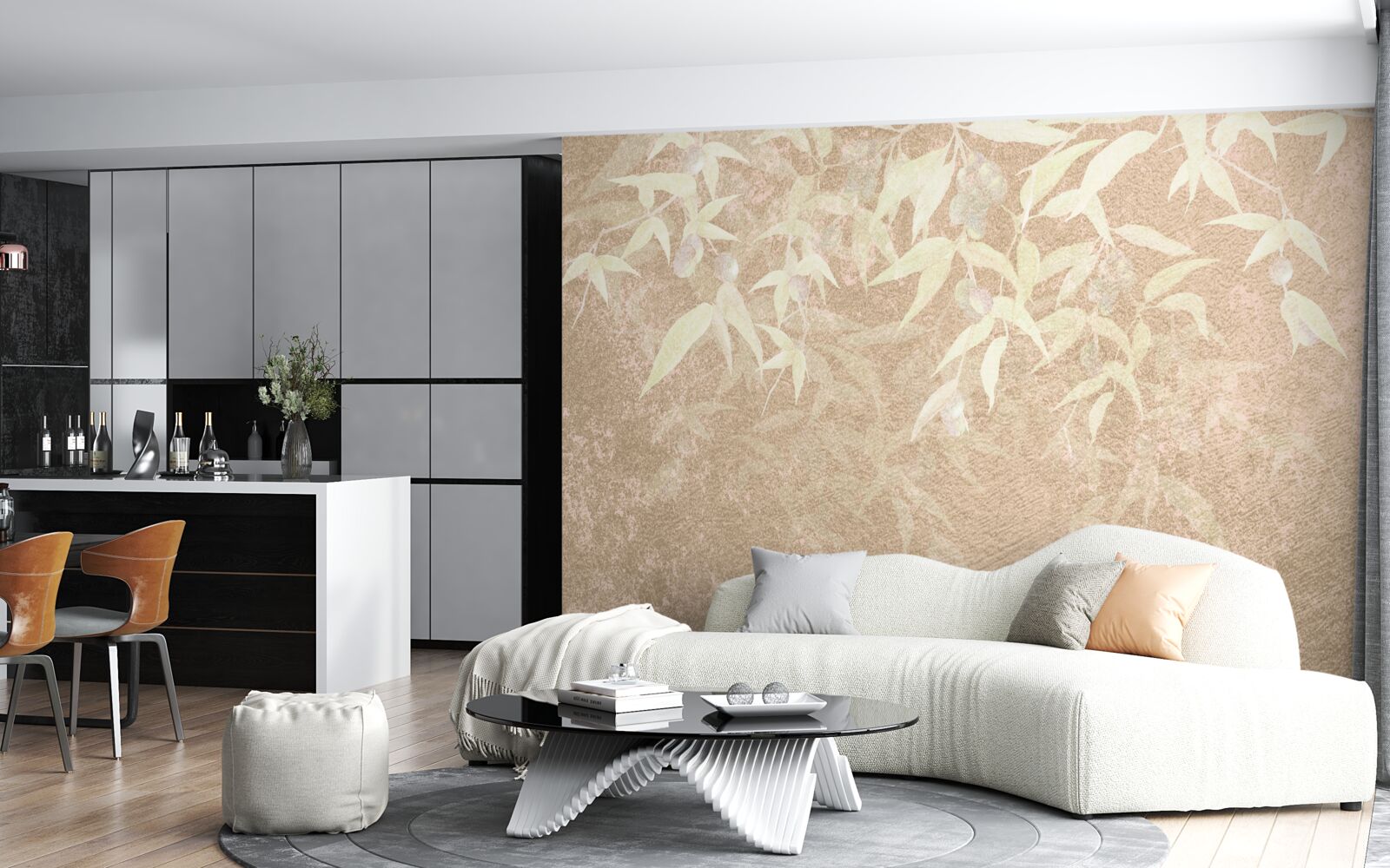 Fototapeta hnedé pozadie zdobené listami