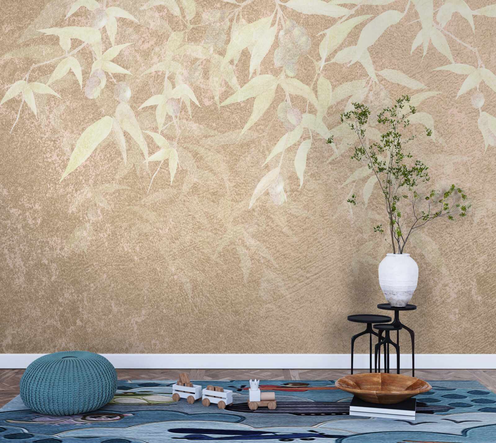 Fototapeta hnedé pozadie zdobené listami