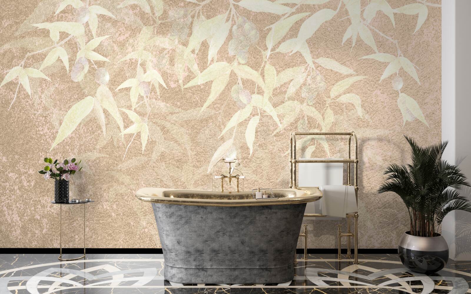 Fototapeta hnedé pozadie zdobené listami