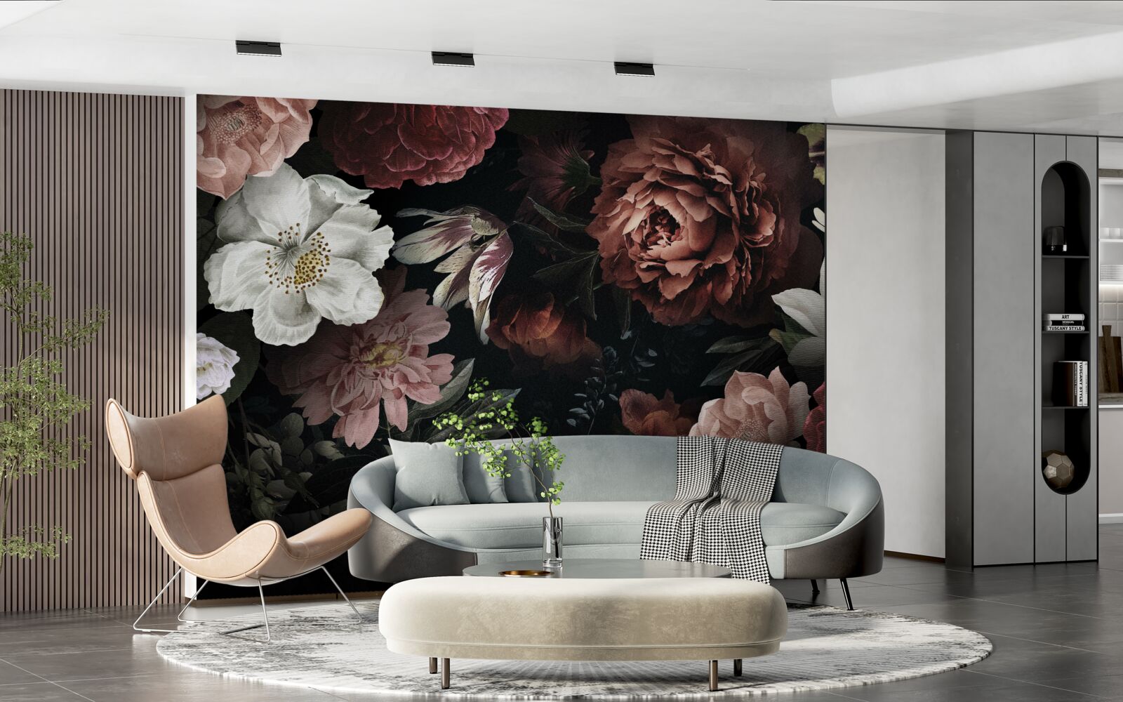 Fototapeta kvety v rôznych odtieňoch na čiernom pozadí