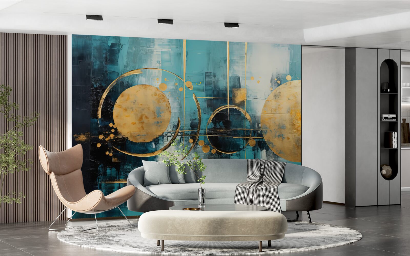 Fototapeta abstrakcia v odtieňoch zlatej a tyrkysovej