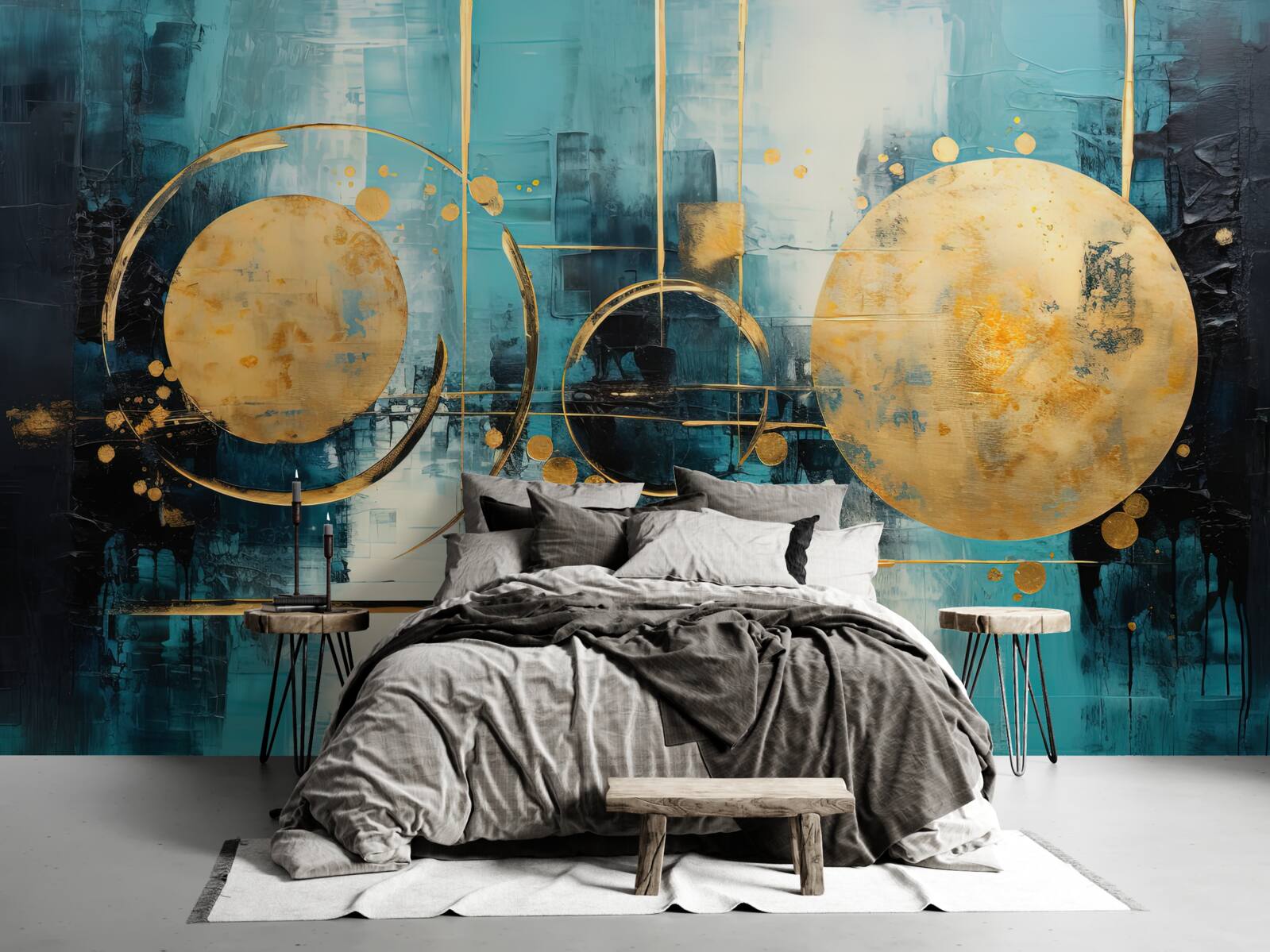 Fototapeta abstrakcia v odtieňoch zlatej a tyrkysovej