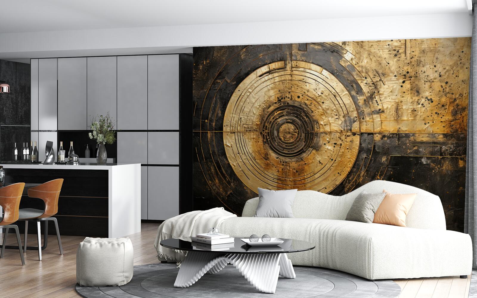 Fototapeta na čiernom pozadí sú zlaté akcenty