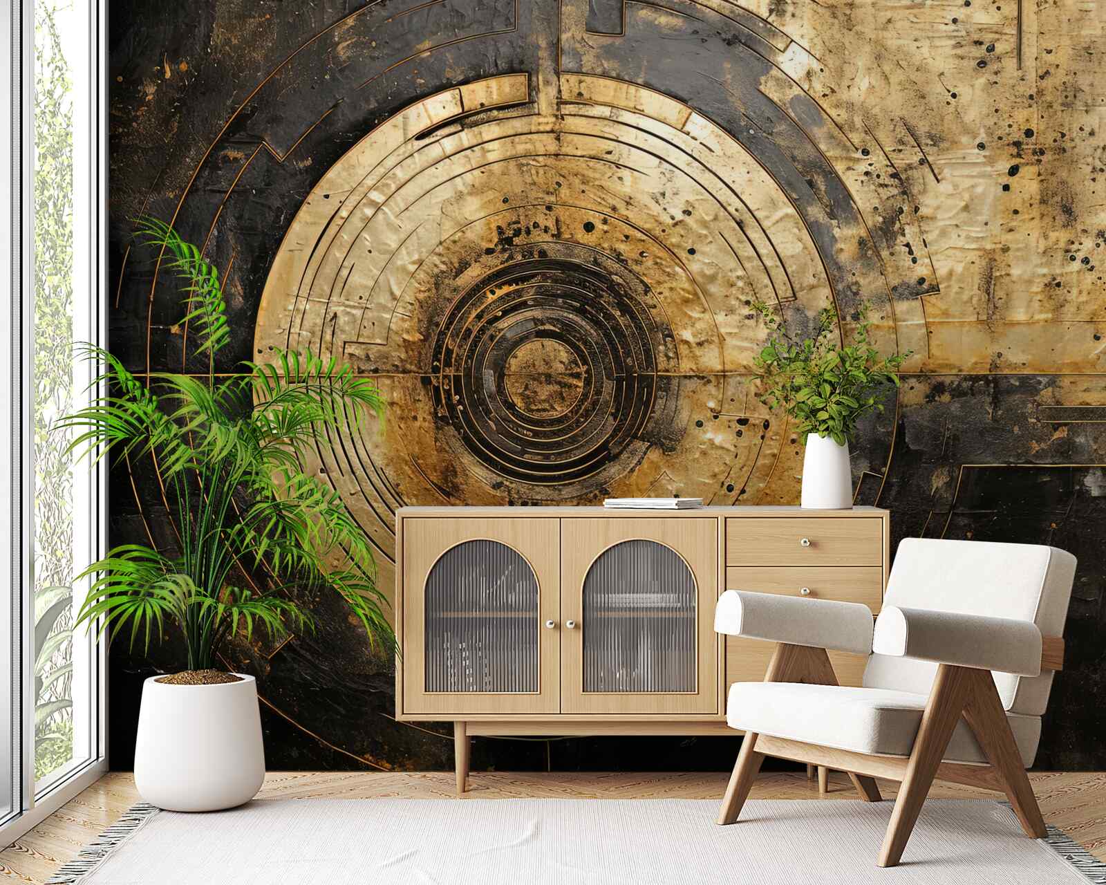 Fototapeta na čiernom pozadí sú zlaté akcenty