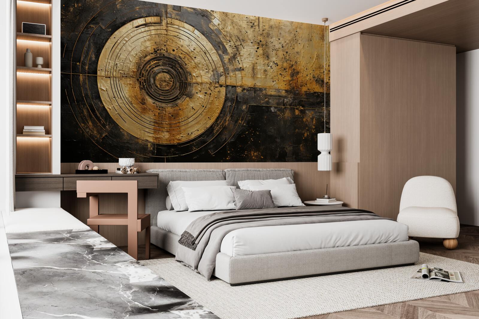 Fototapeta na čiernom pozadí sú zlaté akcenty