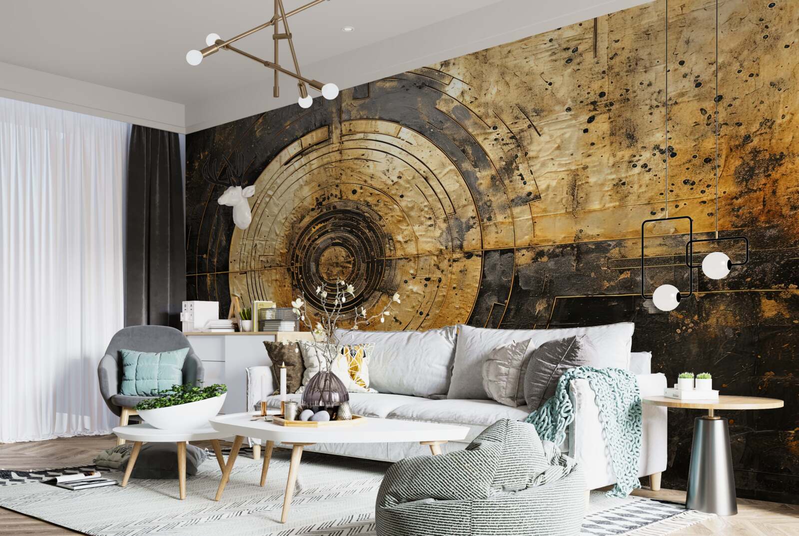 Fototapeta na čiernom pozadí sú zlaté akcenty