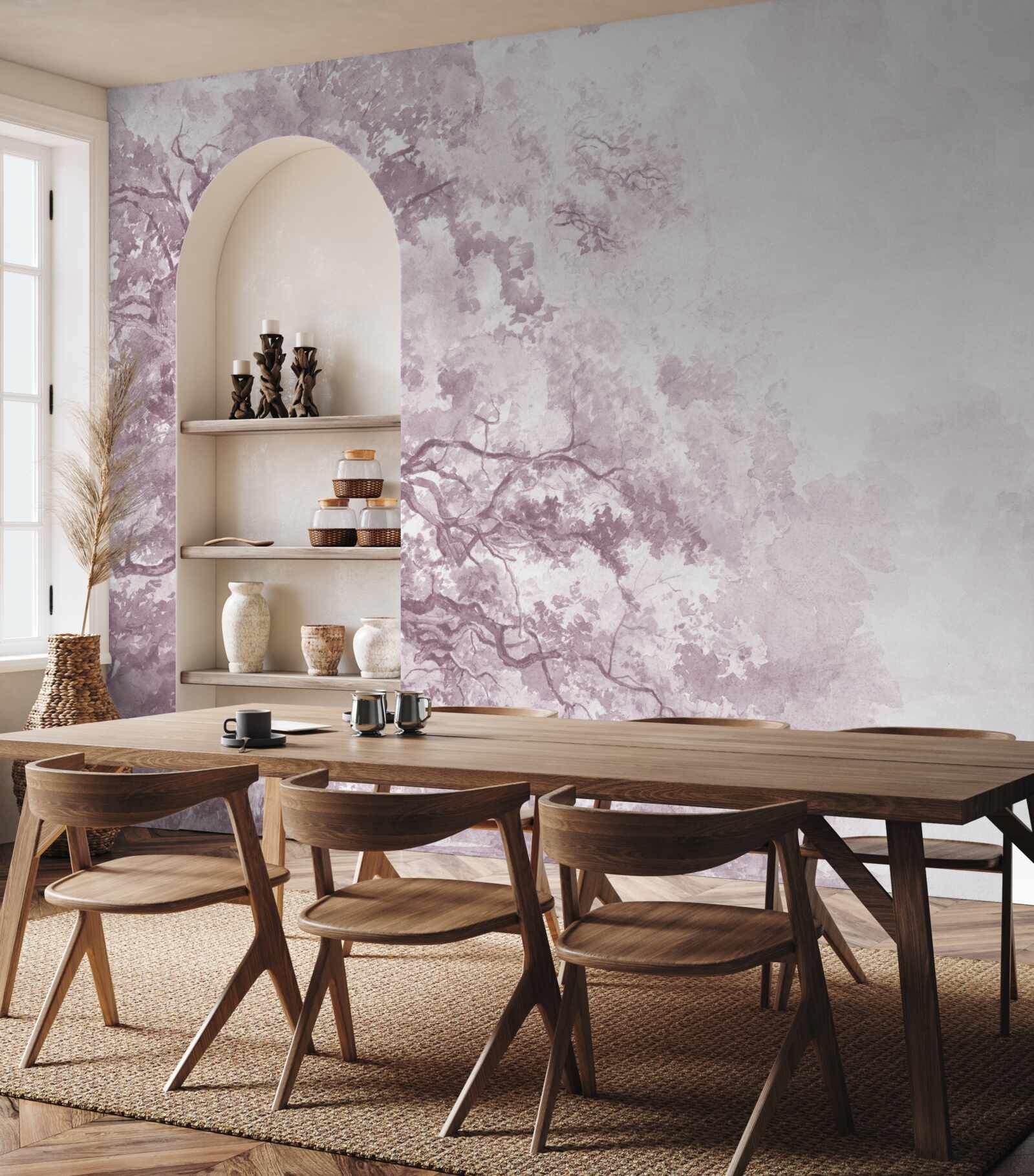 Fototapeta ranný les je zahalený v hmle