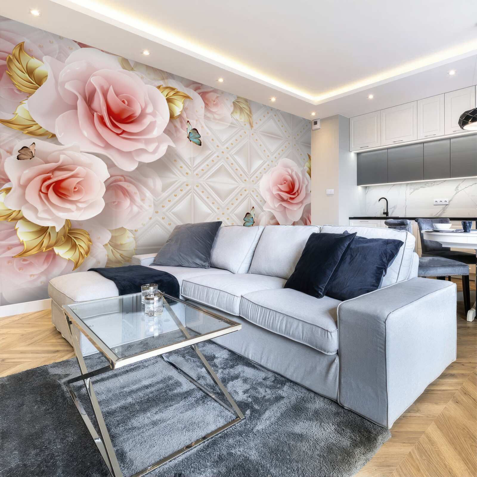 Fototapeta svetloružová ruža odhaľuje svoje luxusné púčiky