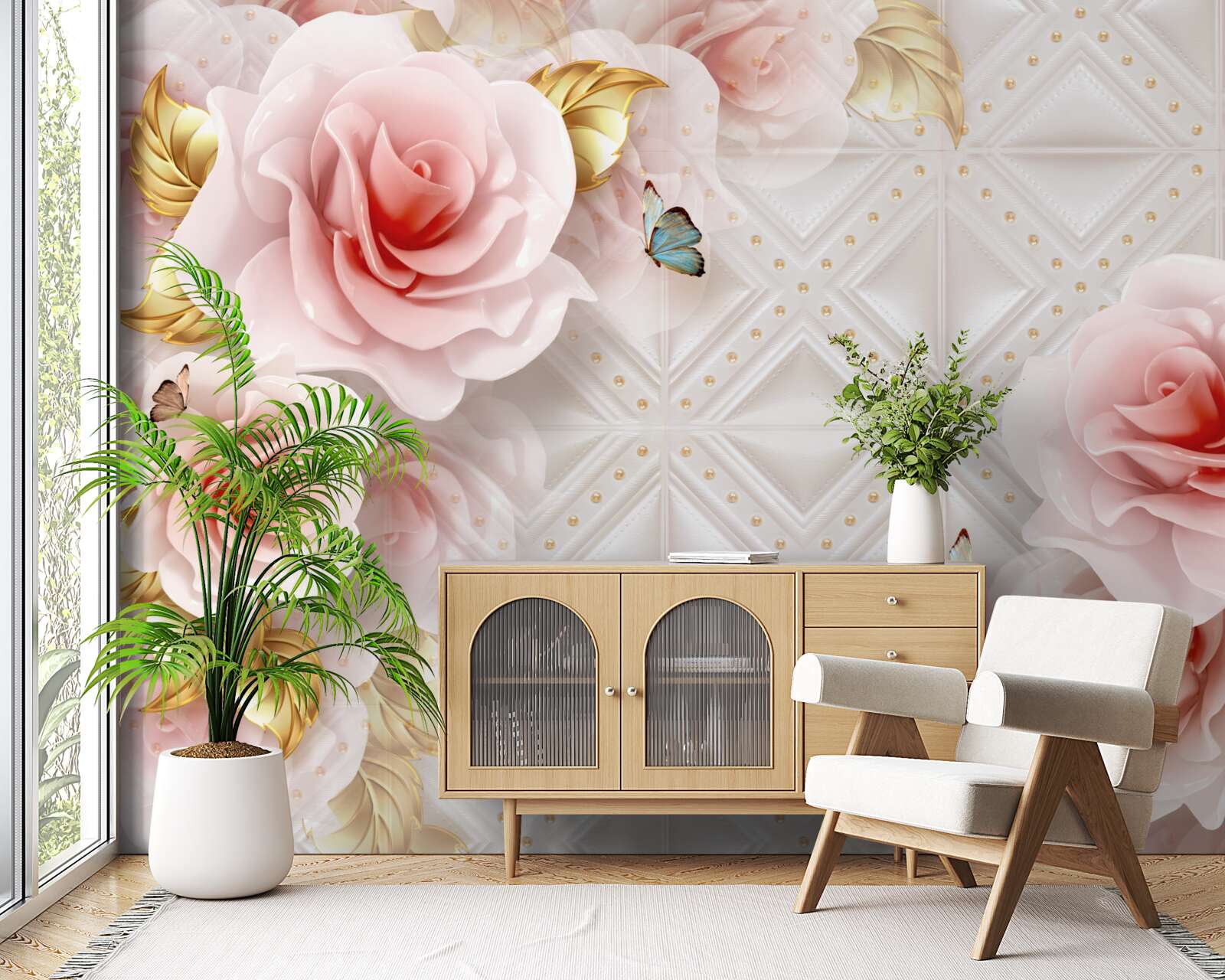 Fototapeta svetloružová ruža odhaľuje svoje luxusné púčiky