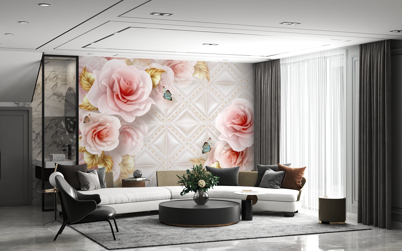 Fototapeta svetloružová ruža odhaľuje svoje luxusné púčiky