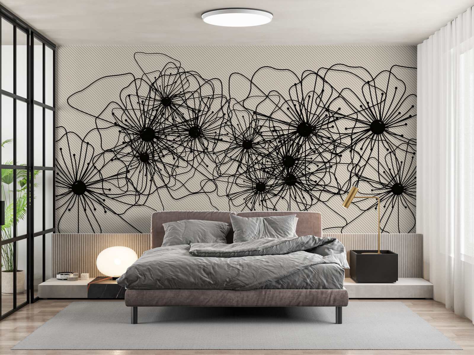 Fototapeta abstraktné kvety maku na hnedom pozadí