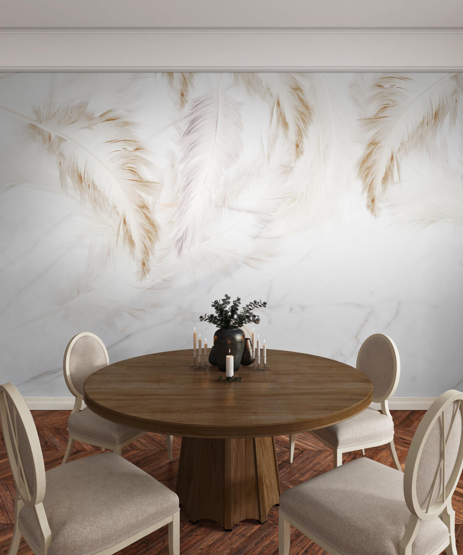 Fototapeta svetlé pozadie so zlatými, zložitými časťami peria