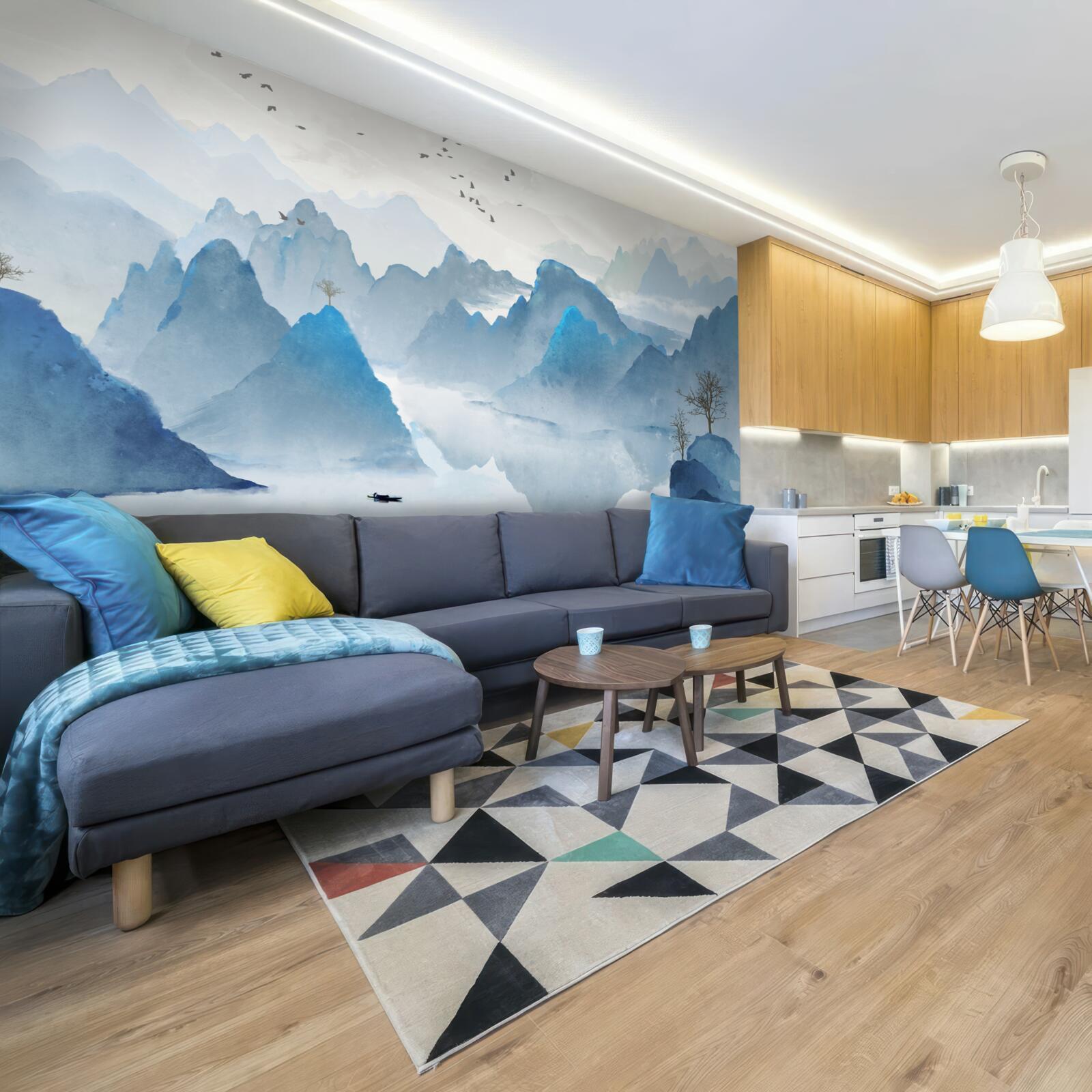 Fototapeta rybár na pokojnej horskej rieke