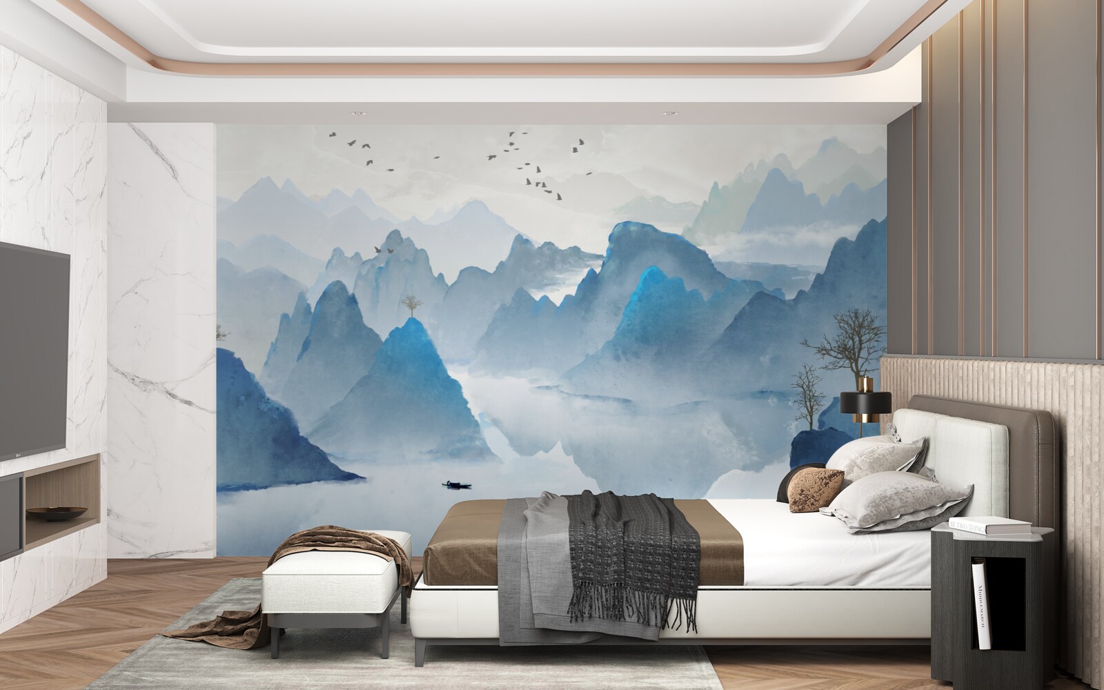 Fototapeta rybár na pokojnej horskej rieke