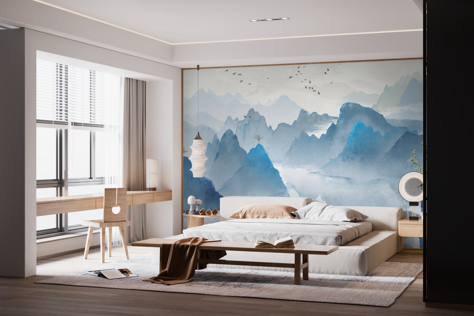 Fototapeta rybár na pokojnej horskej rieke