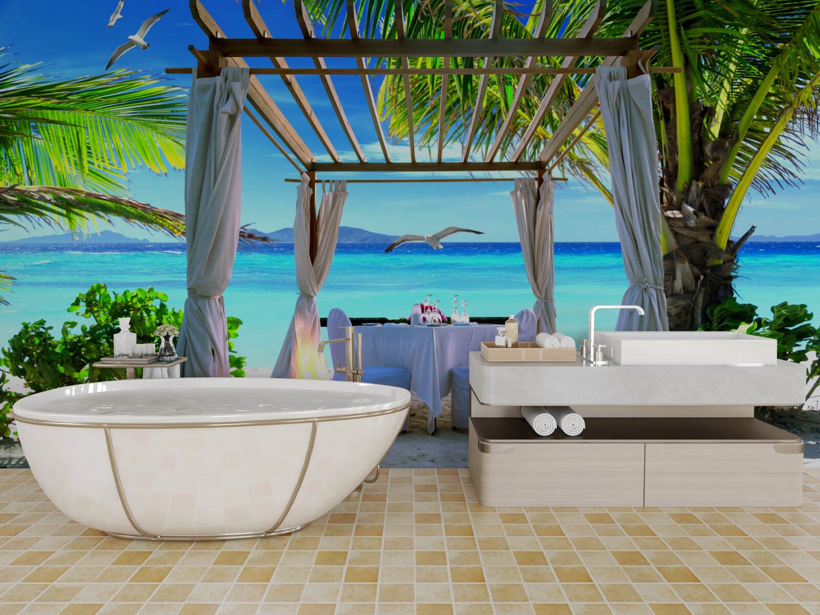 Fototapeta plážový stôl