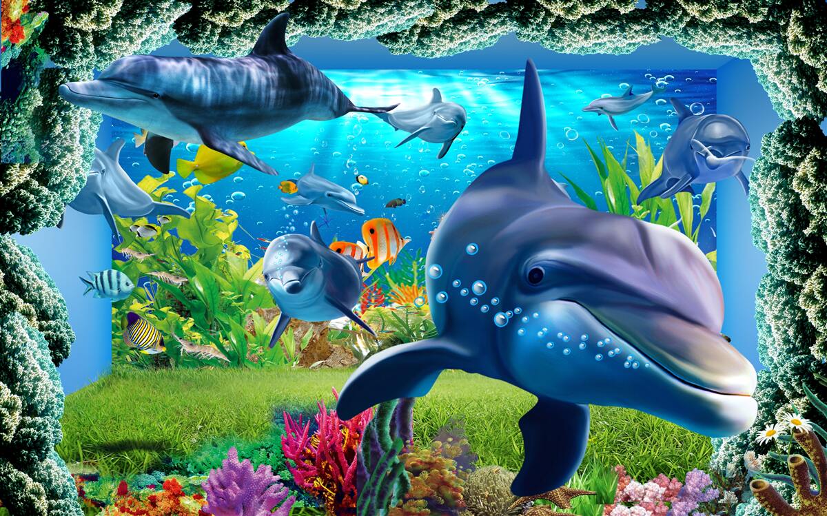 Fototapeta delfíny vo vodnom prostredí