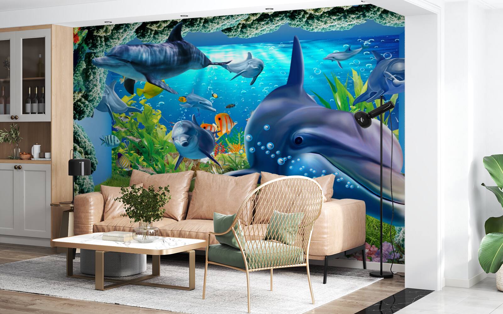 Fototapeta delfíny vo vodnom prostredí