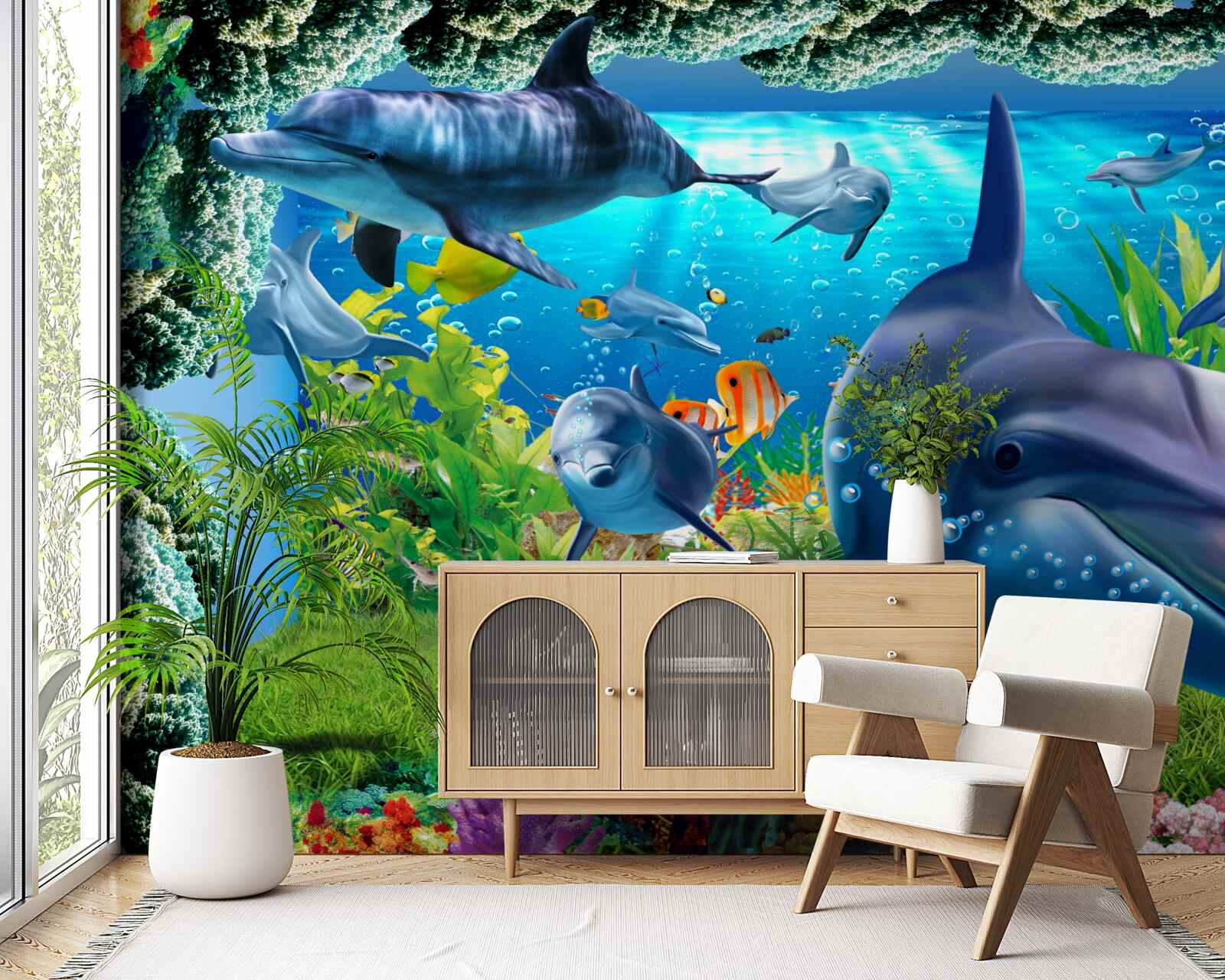 Fototapeta delfíny vo vodnom prostredí