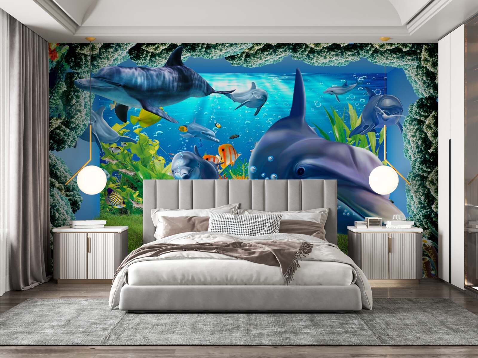 Fototapeta delfíny vo vodnom prostredí