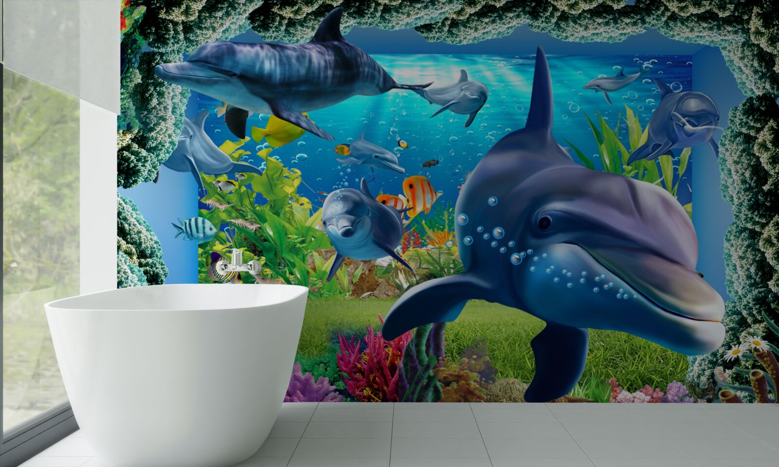 Fototapeta delfíny vo vodnom prostredí