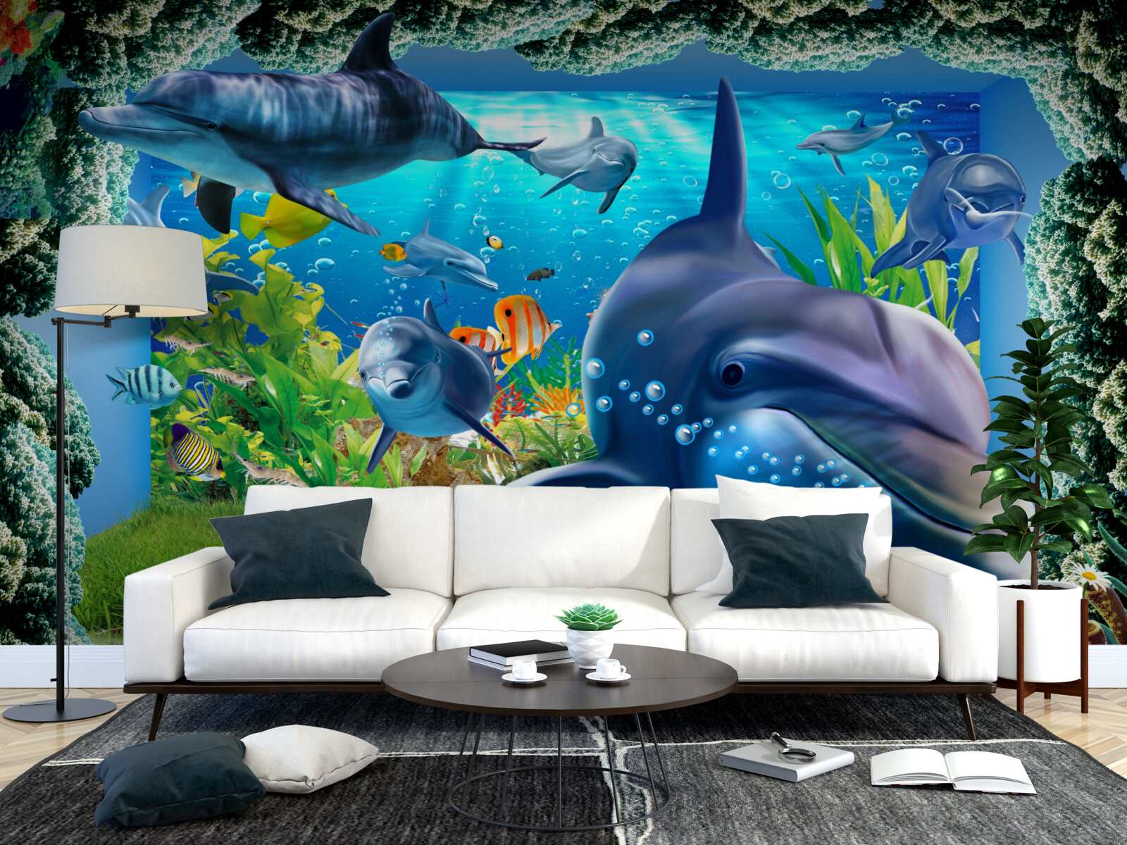 Fototapeta delfíny vo vodnom prostredí