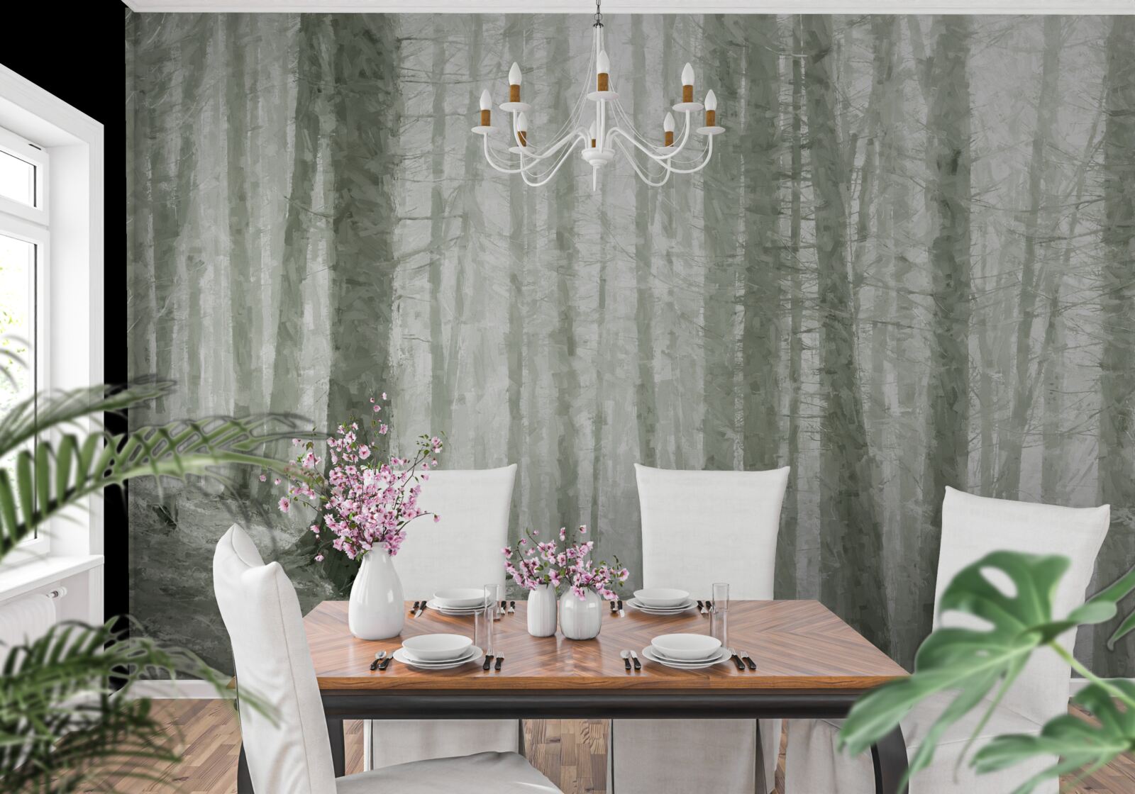 Fototapeta borovicový háj, vysoký a plný ostrého ihličia