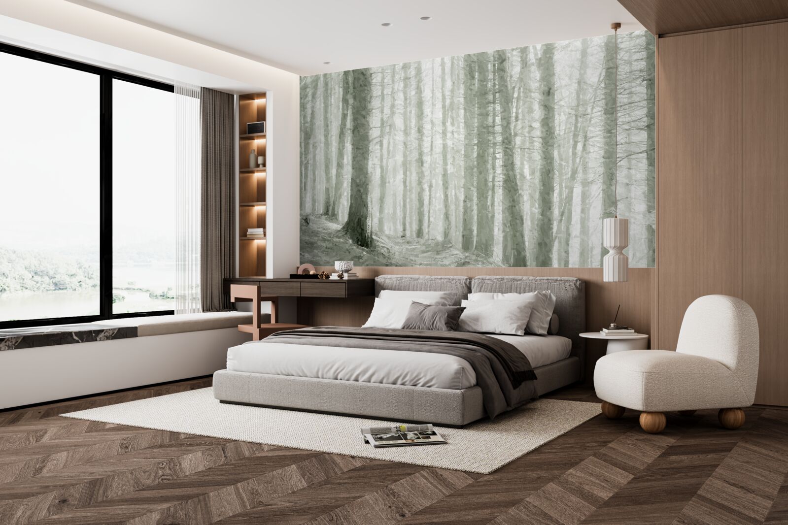 Fototapeta borovicový háj, vysoký a plný ostrého ihličia