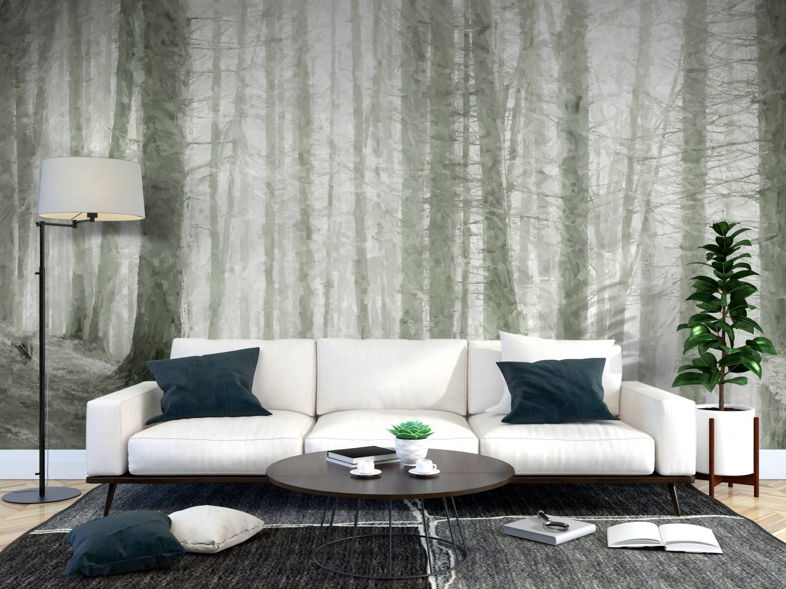 Fototapeta borovicový háj, vysoký a plný ostrého ihličia