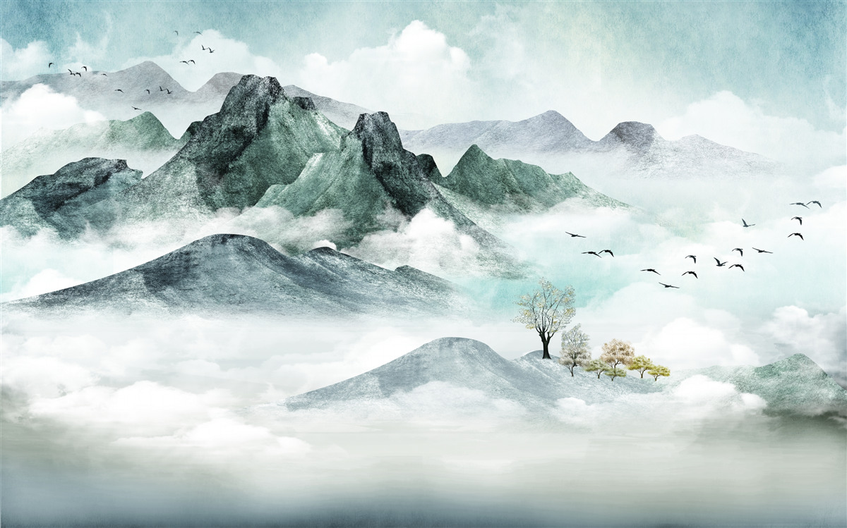 Fototapeta skalnatá horská krajina obklopená hmlou