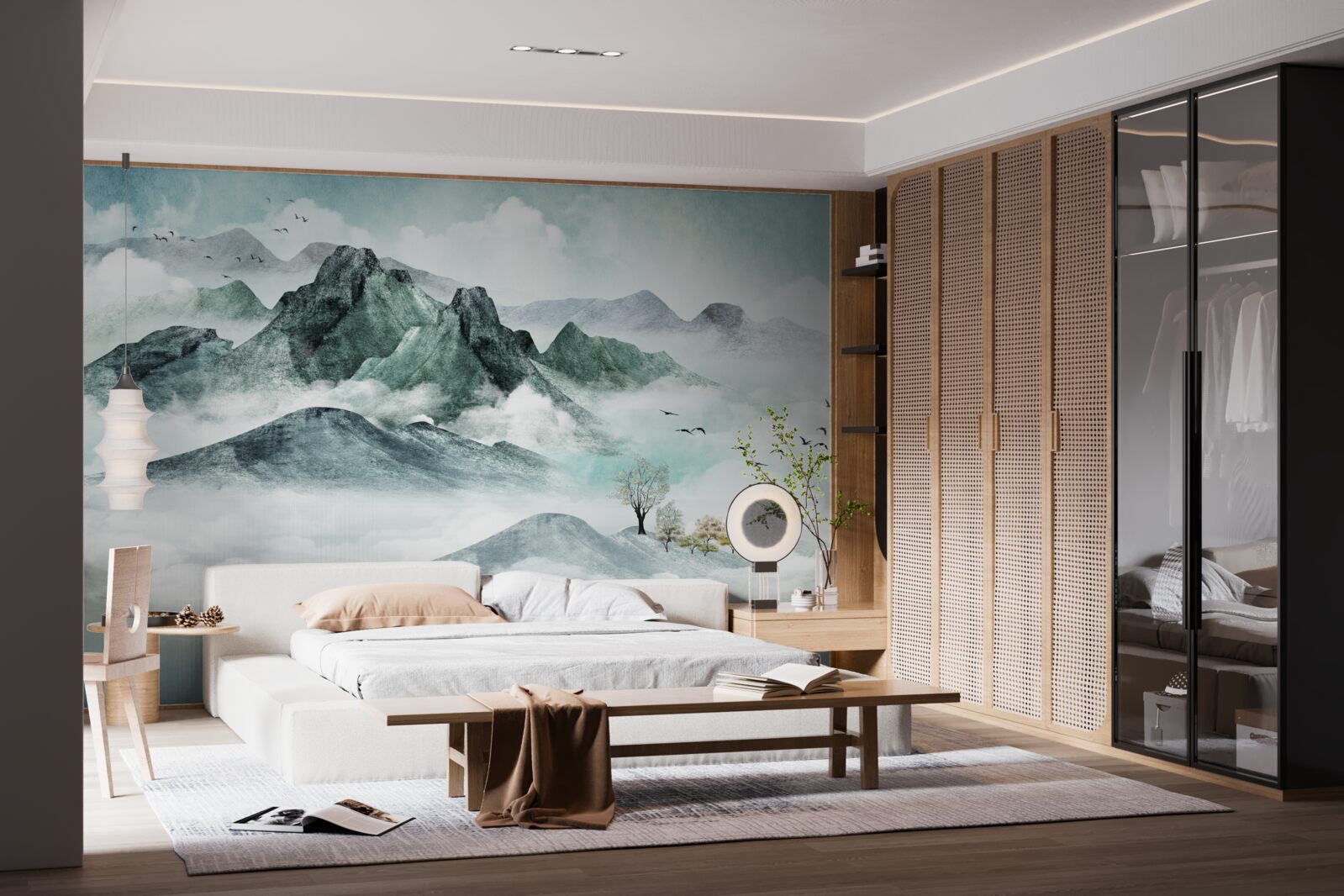 Fototapeta skalnatá horská krajina obklopená hmlou