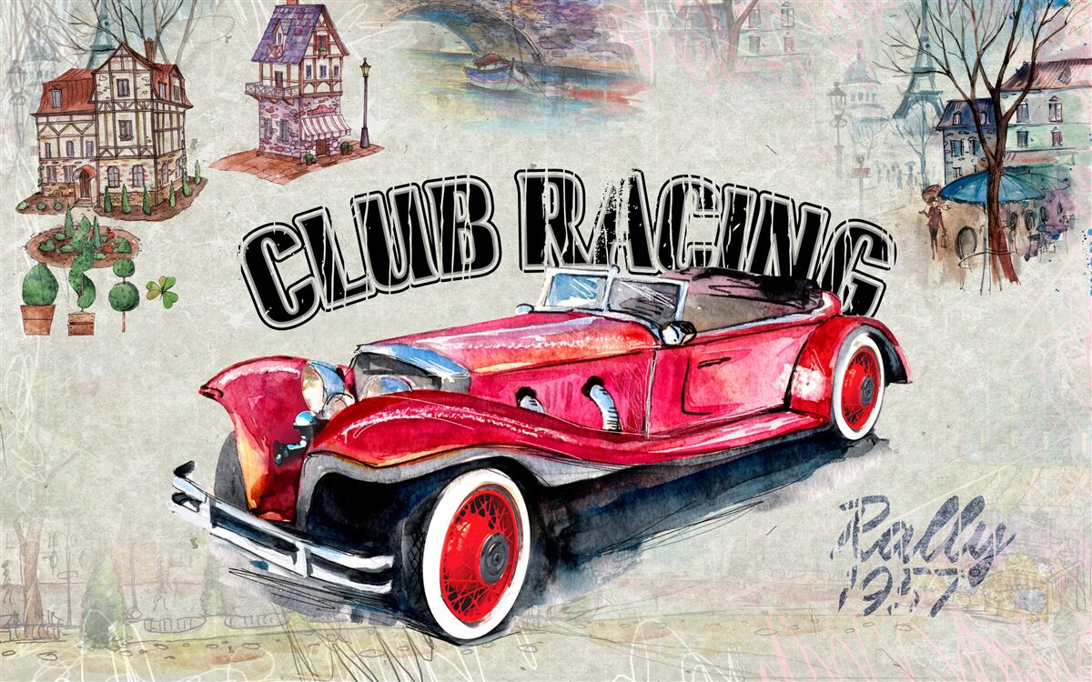 Fototapeta staré červené auto