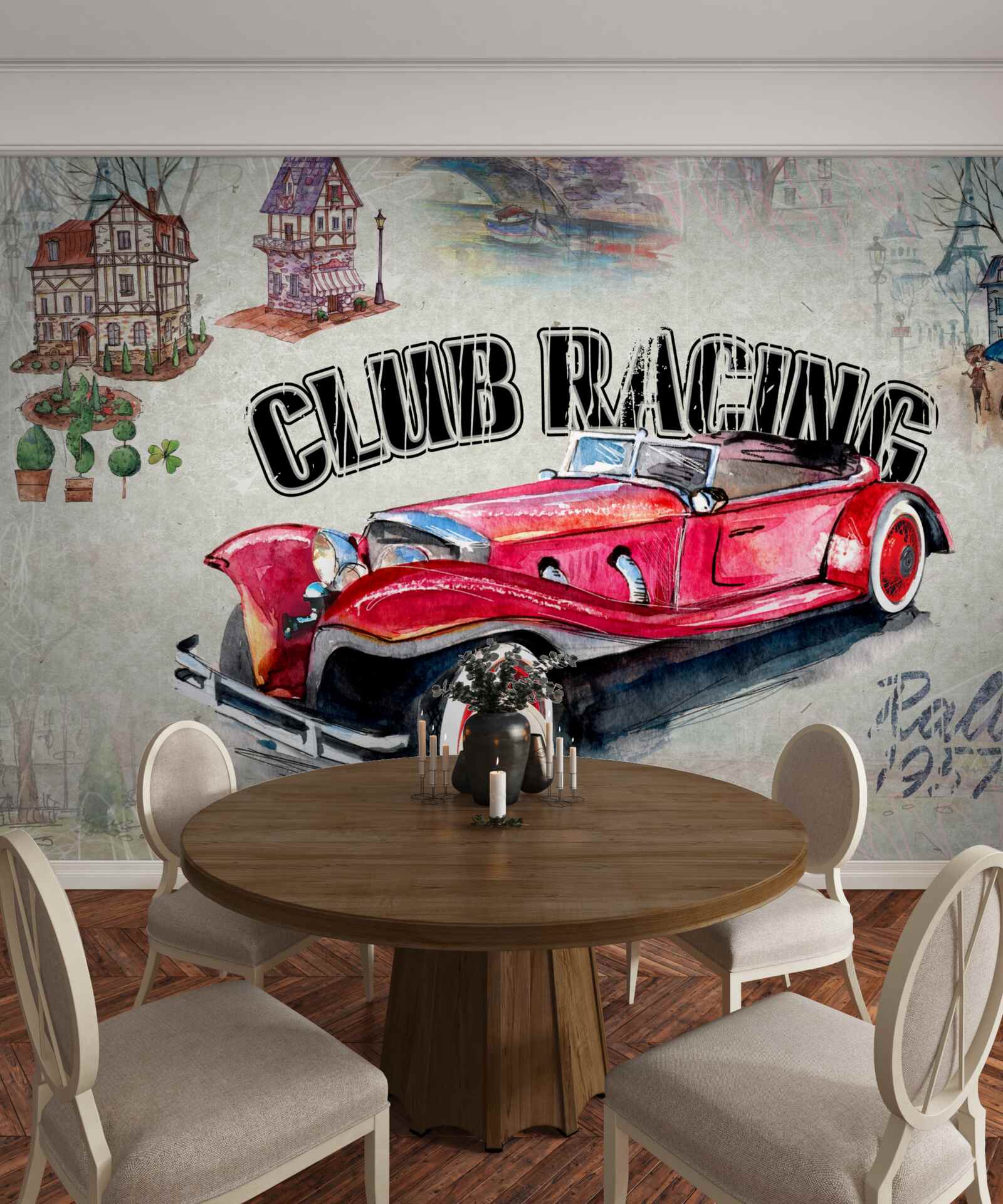 Fototapeta staré červené auto