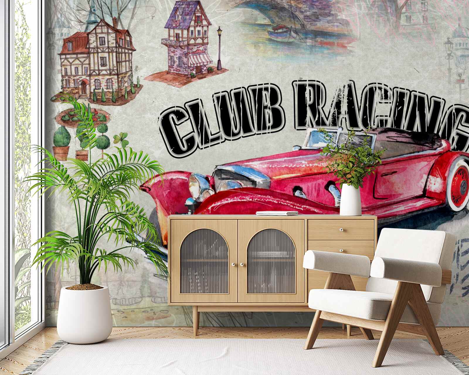 Fototapeta staré červené auto