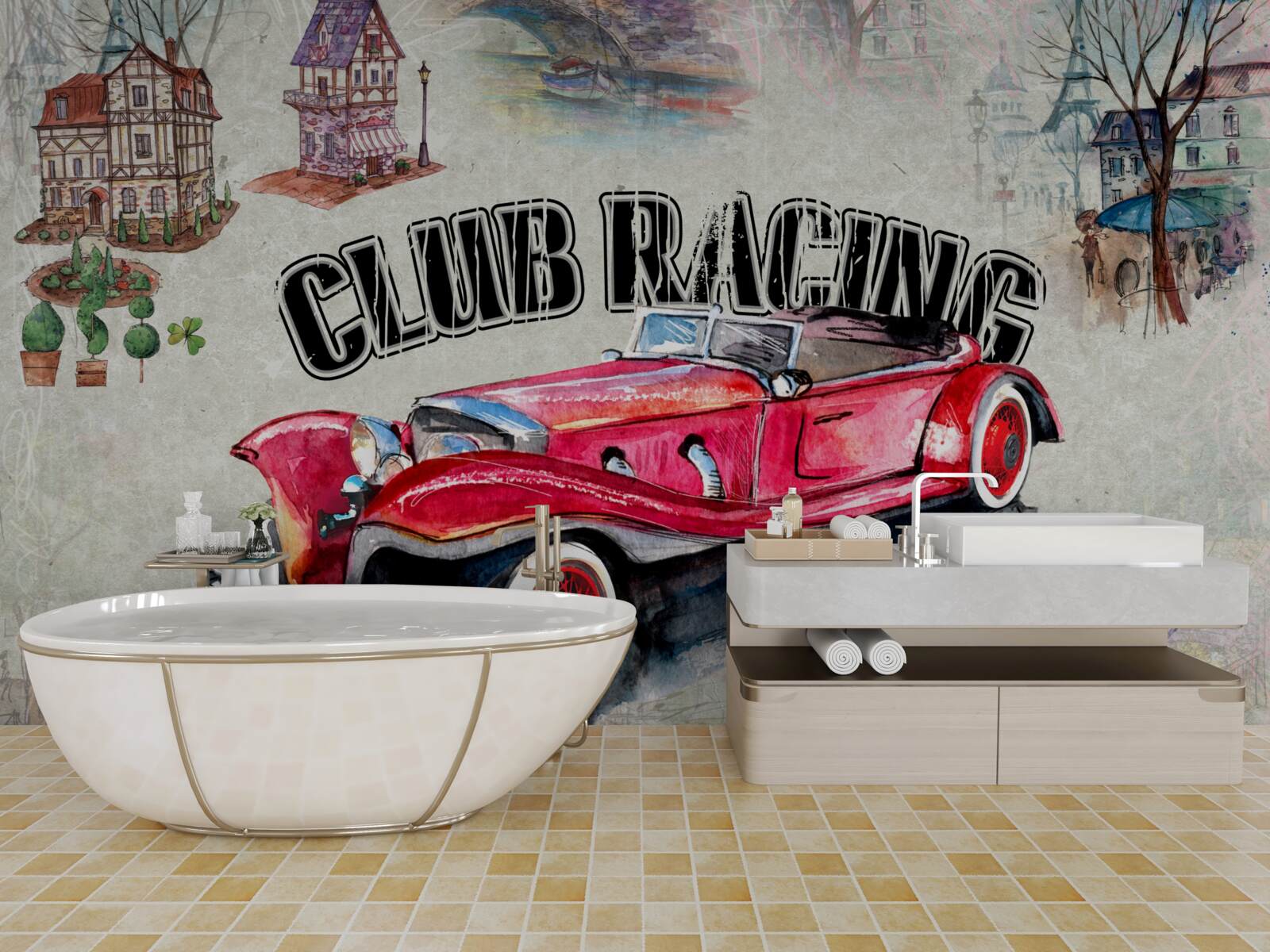 Fototapeta staré červené auto