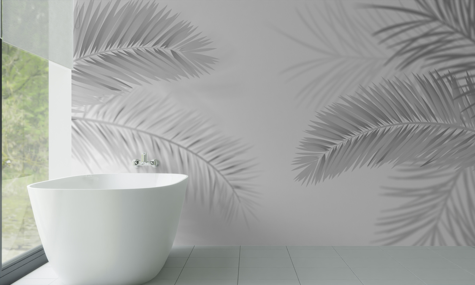 Fototapeta listy paprade v čiernej a bielej