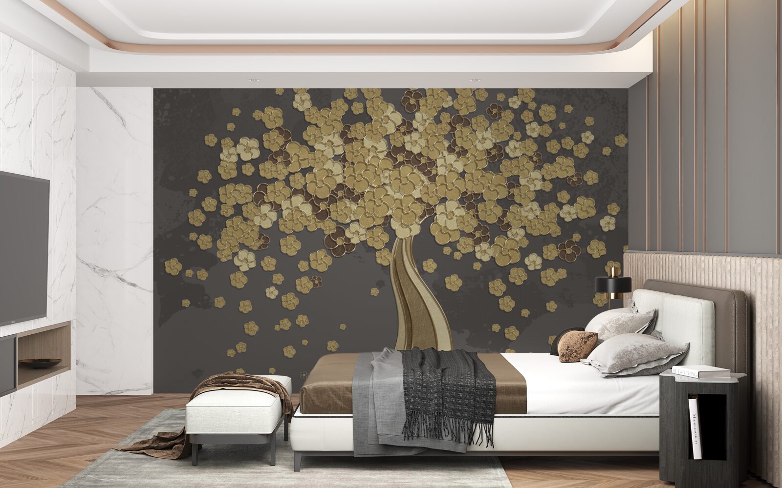 Fototapeta nočný strom kvitnúci zlatom